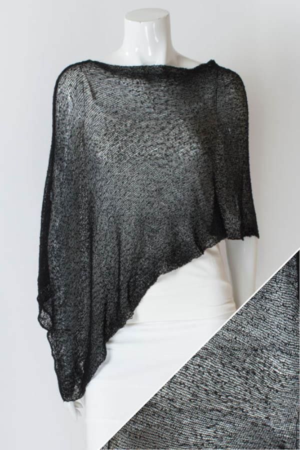 Women's short lightweight 3/4 sleeve sheer poncho shrug.