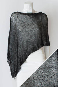 Women's short lightweight 3/4 sleeve sheer poncho shrug.