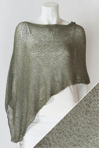 Women's short lightweight 3/4 sleeve sheer poncho shrug.