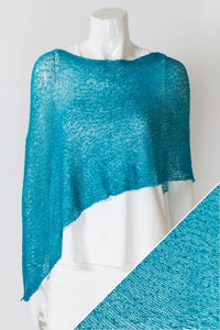 Women's short lightweight 3/4 sleeve sheer poncho shrug.