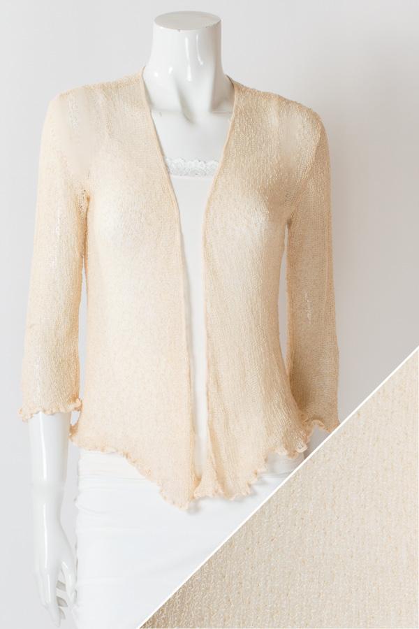 Women's short lightweight 3/4 sleeve sheer shrug.