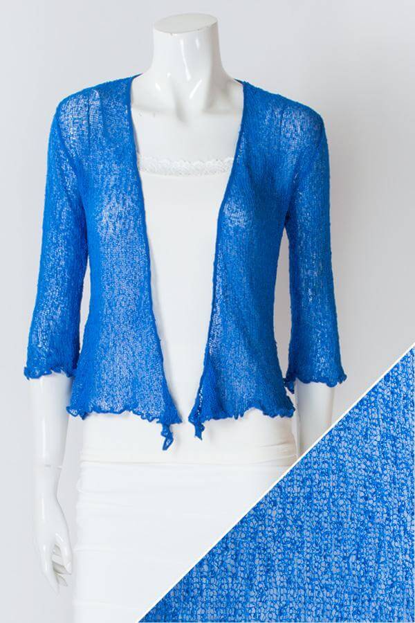 Women's short lightweight 3/4 sleeve sheer shrug.