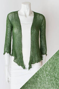Women's short lightweight 3/4 sleeve sheer shrug.