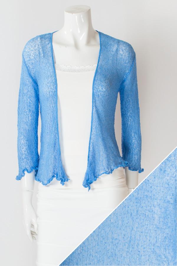 Women's short lightweight 3/4 sleeve sheer shrug.