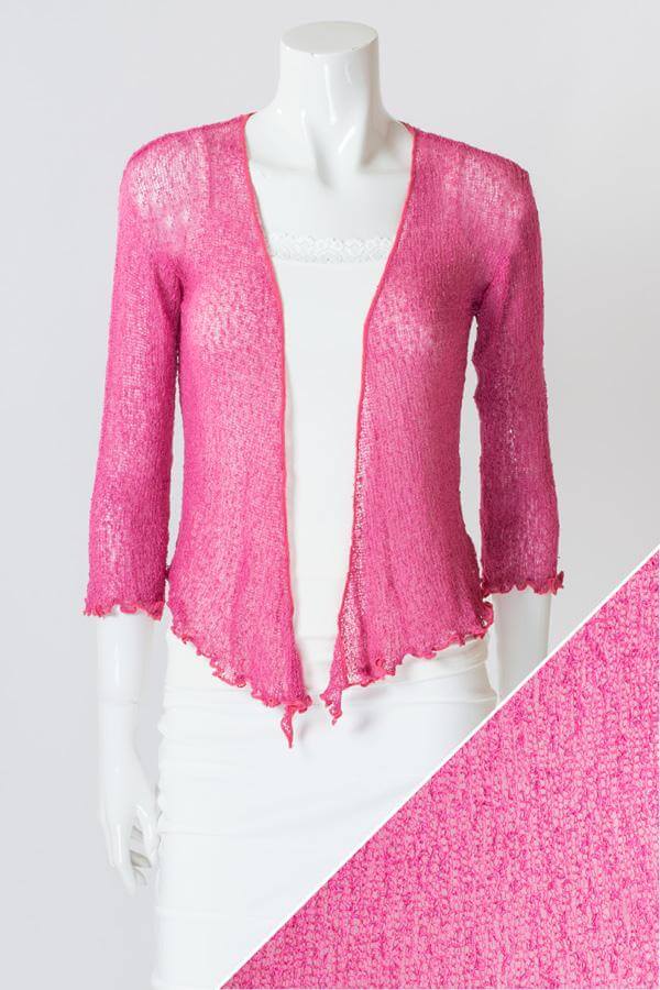 Women's short lightweight 3/4 sleeve sheer shrug.
