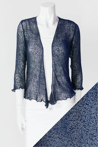 Women's short lightweight 3/4 sleeve sheer shrug.