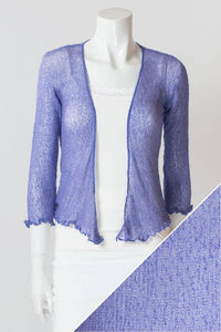 Women's short lightweight 3/4 sleeve sheer shrug.