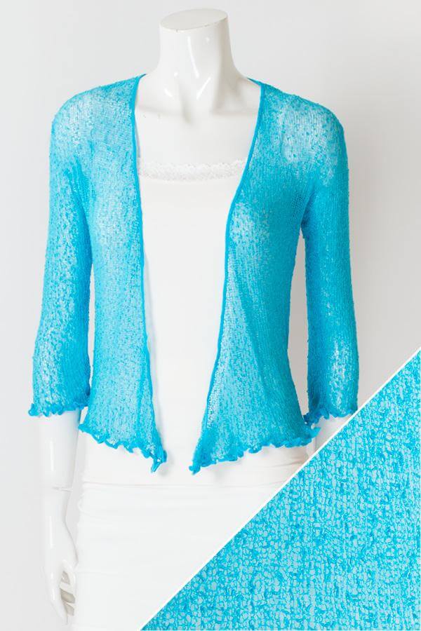 Women's short lightweight 3/4 sleeve sheer shrug.