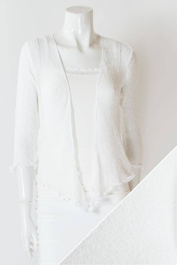 Women's short lightweight 3/4 sleeve sheer shrug.