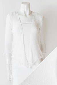 Women's short lightweight 3/4 sleeve sheer shrug.