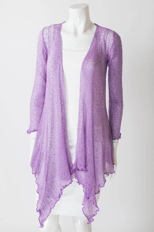 Women's long lightweight 3/4 sleeve sheer shrug.