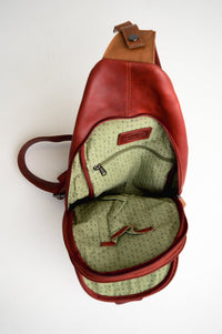 Adrian Klis 1854 Sling Bag, Red/Tan, Buffalo Leather