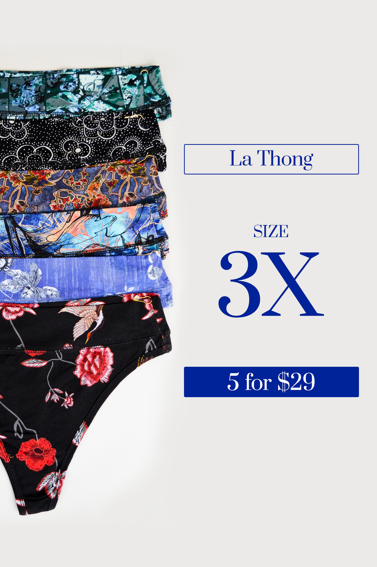 La Thong Assorted - Size: 3X
