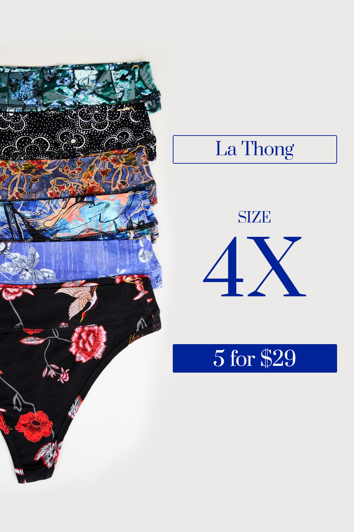 La Thong Assorted - Size: 4X
