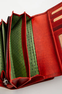 Adrian Klis 100 Flower Wallet, Red, Leather
