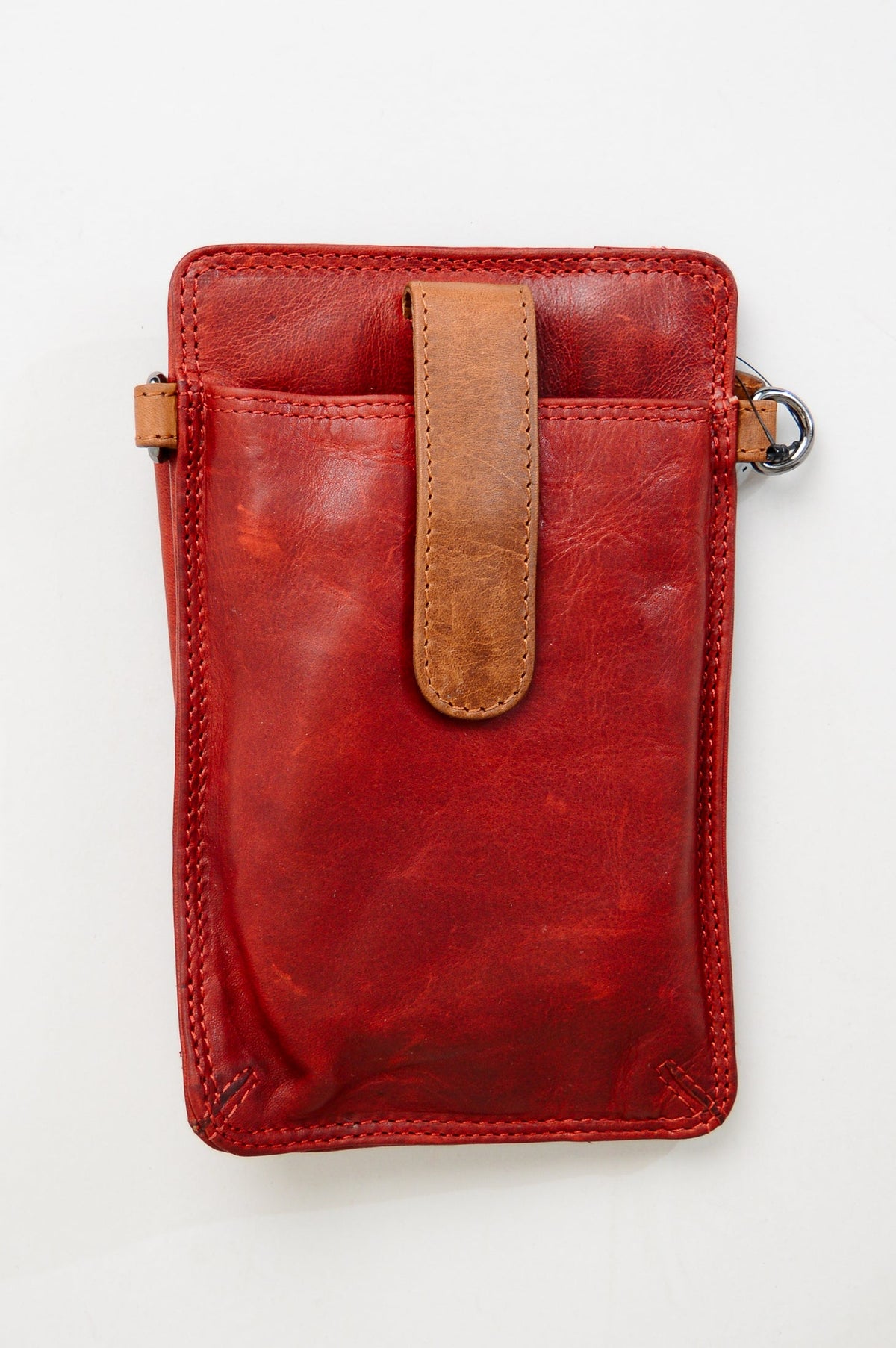 Adrian Klis 1696 Small Phone Purse, Red/Tan, Leather
