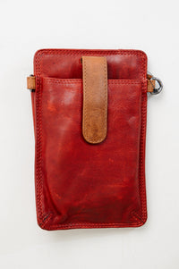 Adrian Klis 1696 Small Phone Purse, Red/Tan, Leather