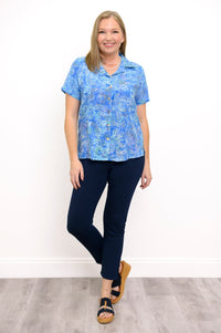Aida S/S Top, Blue Coral