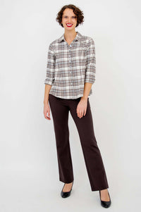 Alexis Top with sleeves rolled, front angled view