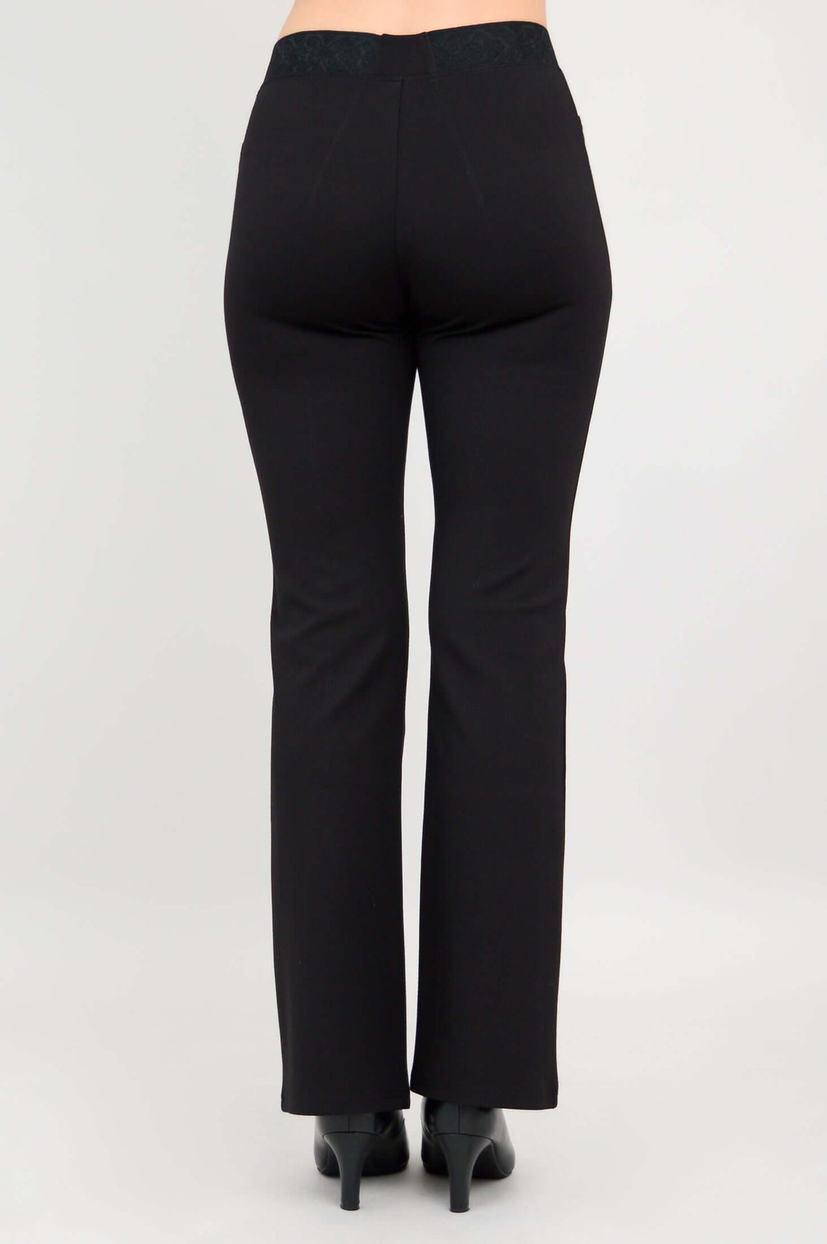 Back detail view of Daya Luxe Modal Pants in black on model