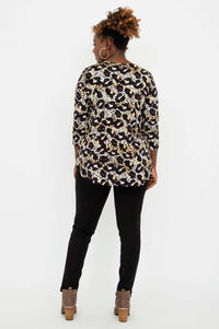 Back view of Jackie V-Neck Leopard Top worn by a woman