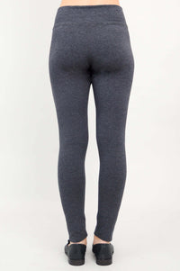 Back view of Dixie Fleece-Lined charcoal leggings highlighting fit and seams