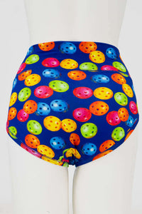 Back view of classic brief with multicolored pickleball pattern