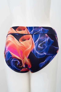 Back view of bamboo hipster brief in colorful opal swirl print