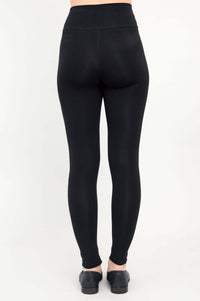 Back view of black fleece-lined leggings with smooth seam detail