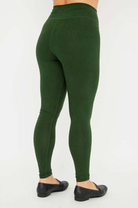 Back view of Riley green leggings with comfortable waistband detail