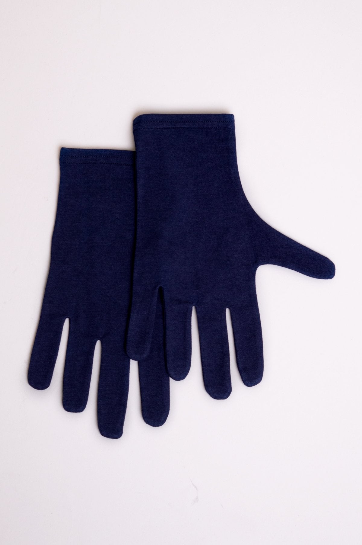 Indigo blue natural bamboo fiber women's gloves.