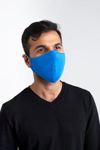 Unisex tie blue comfortable face mask made with natural bamboo fibers.