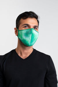 Unisex tie dye green comfortable face mask made with natural bamboo fibers.