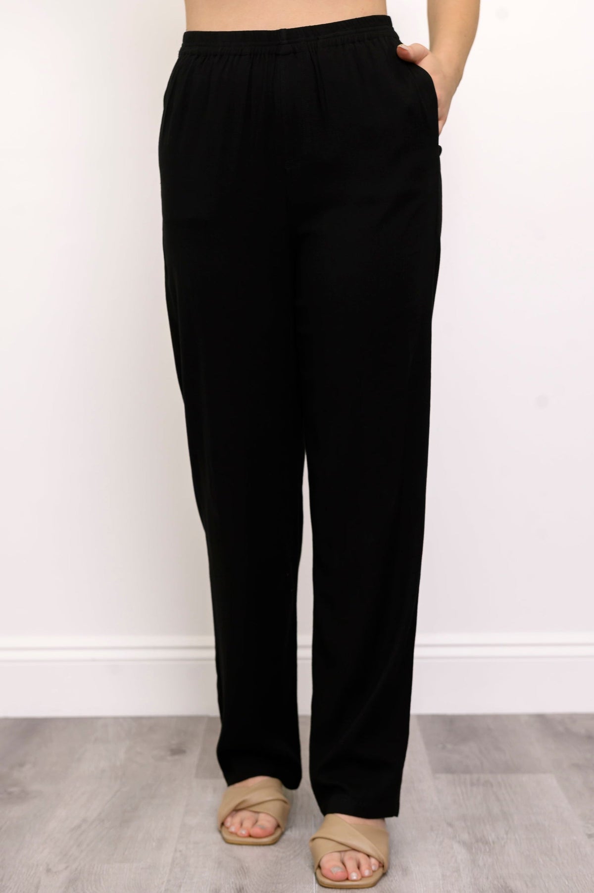Bella Pant, Black, Linen Bamboo