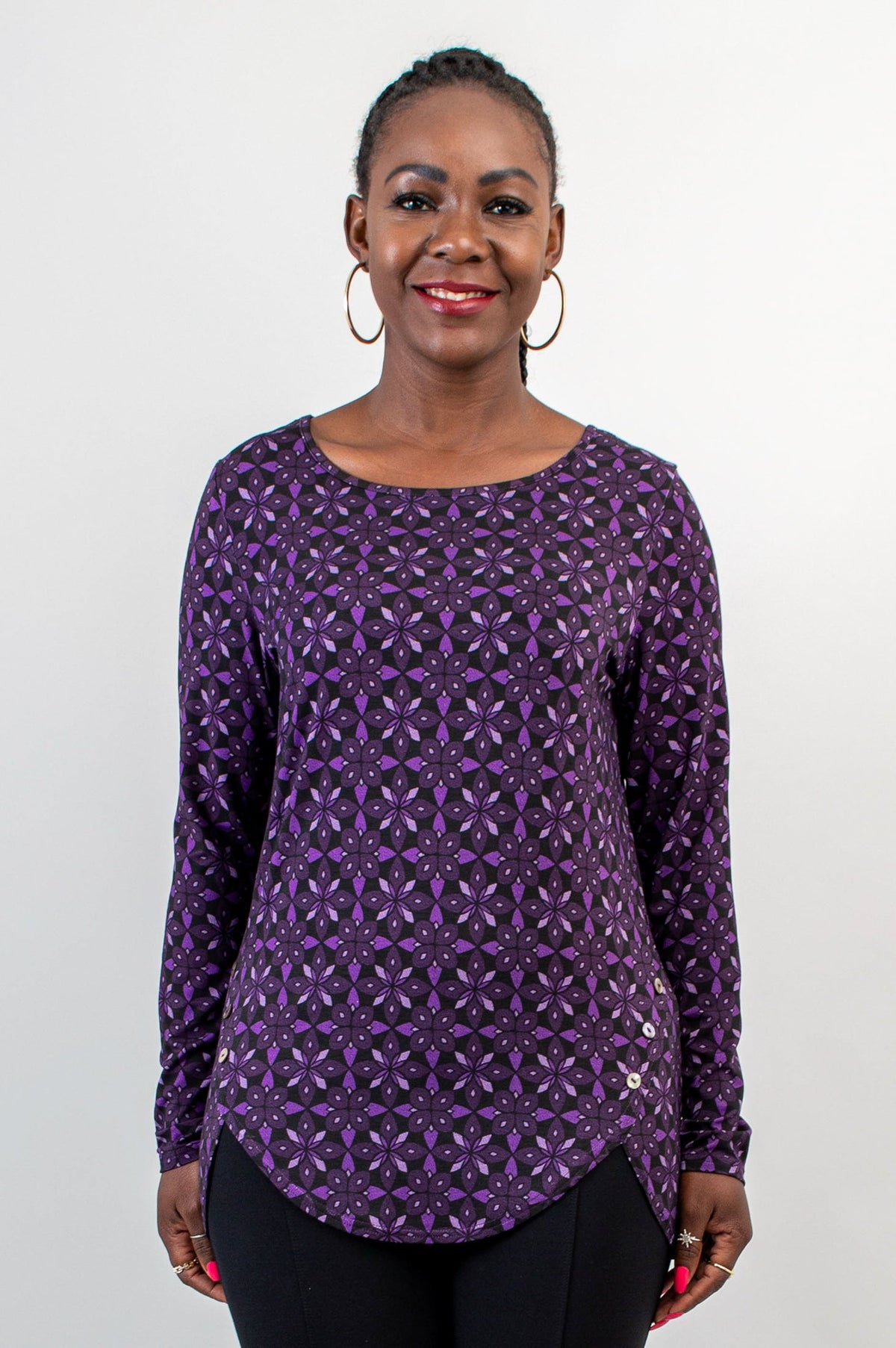 Bethany Top, Geo Flower, Bamboo - Final Sale