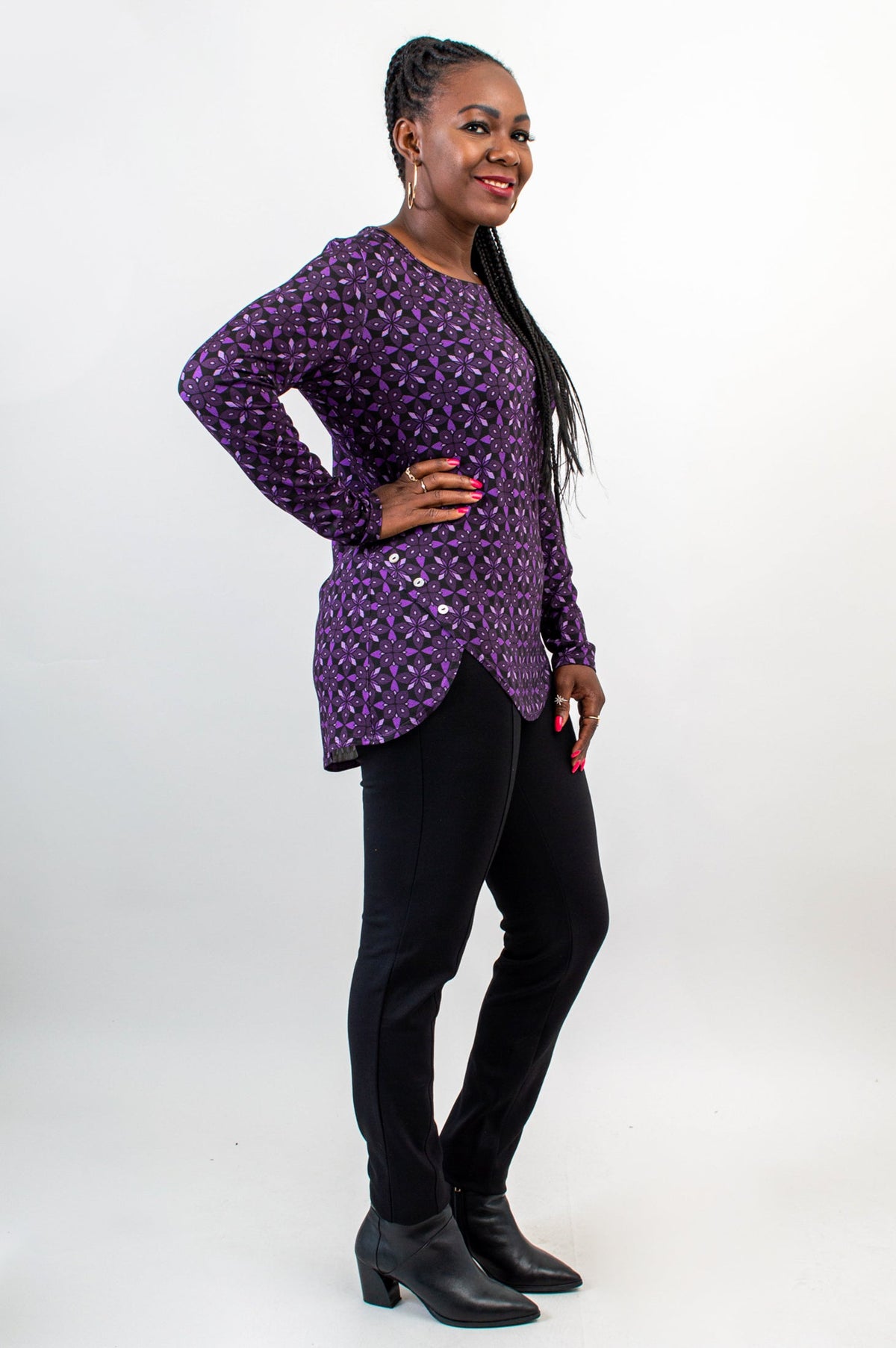 Bethany Top, Geo Flower, Bamboo - Final Sale