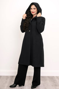 Britt Coat, Black, Wool Viscose