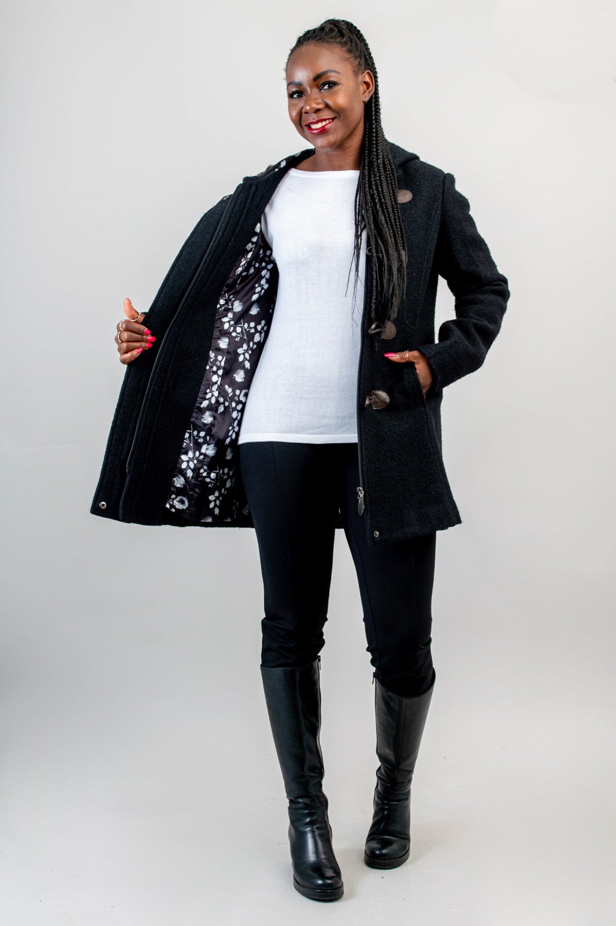 Catania Coat, Black, Boiled Wool