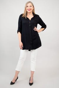 Celine Blouse, Black, Linen Bamboo
