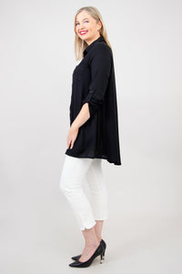 Celine Blouse, Black, Linen Bamboo