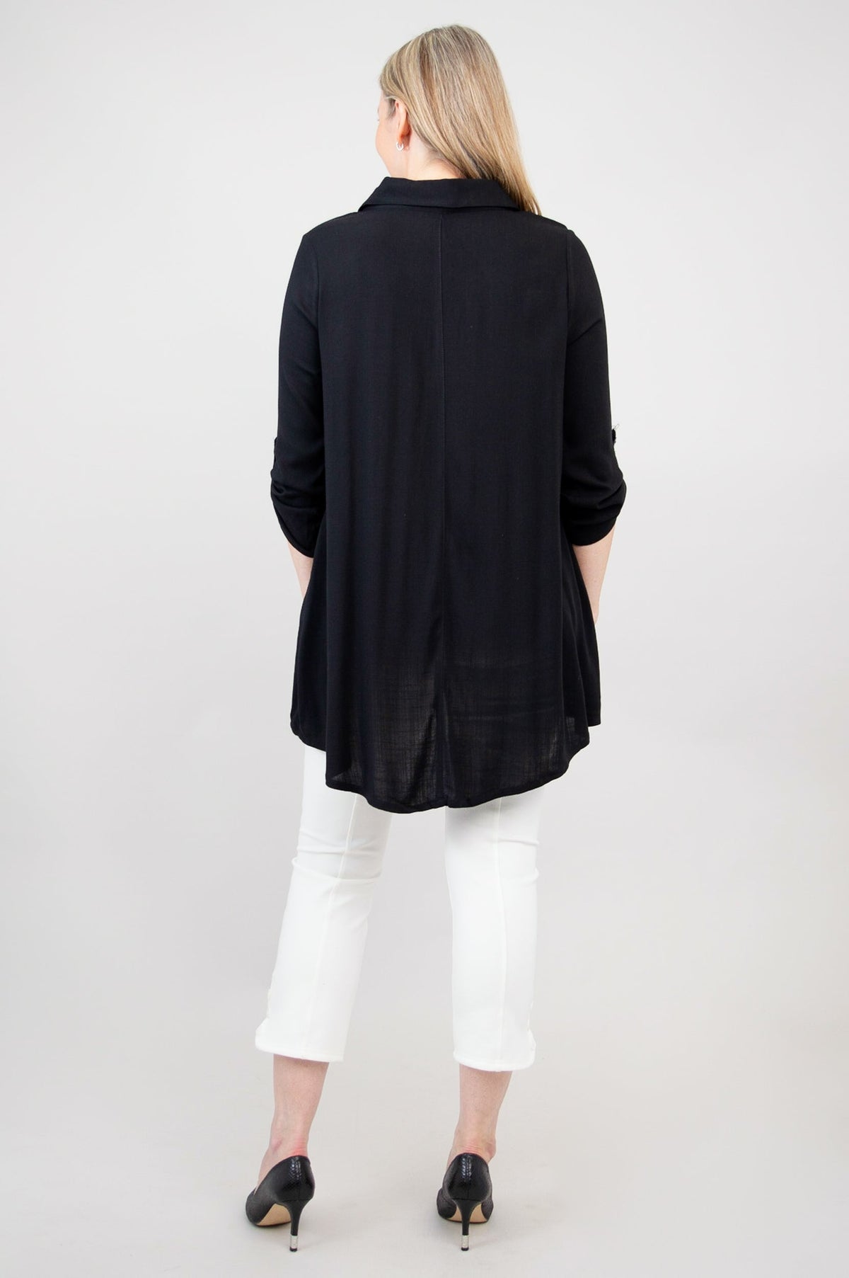 Celine Blouse, Black, Linen Bamboo