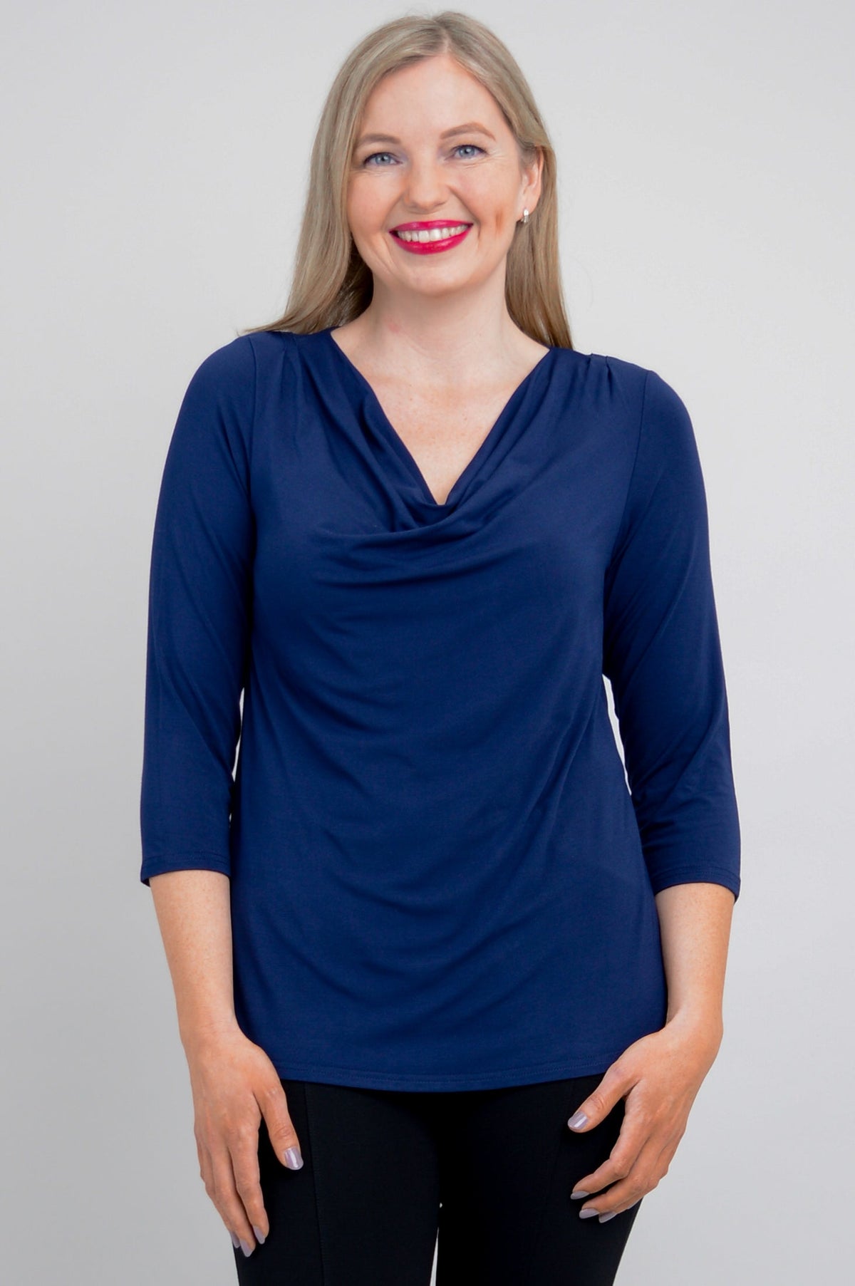 Charisse 3/4 Slv Top, Indigo, Bamboo -Final Sale