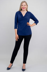 Charisse 3/4 Slv Top, Indigo, Bamboo -Final Sale
