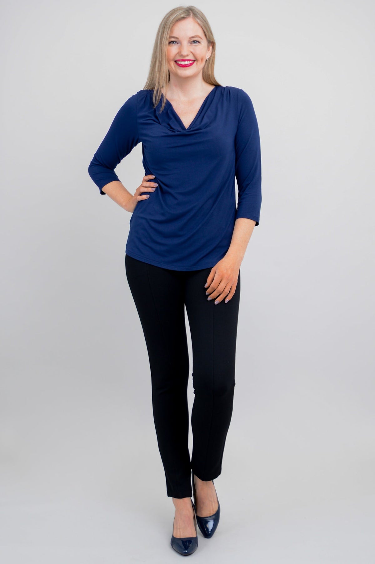 Charisse 3/4 Slv Top, Indigo, Bamboo -Final Sale