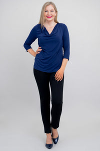 Charisse 3/4 Slv Top, Indigo, Bamboo -Final Sale