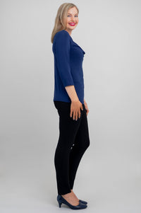 Charisse 3/4 Slv Top, Indigo, Bamboo -Final Sale