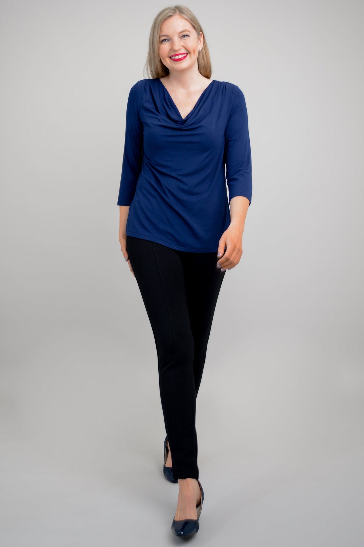 Charisse 3/4 Slv Top, Indigo, Bamboo -Final Sale