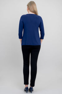 Charisse 3/4 Slv Top, Indigo, Bamboo -Final Sale