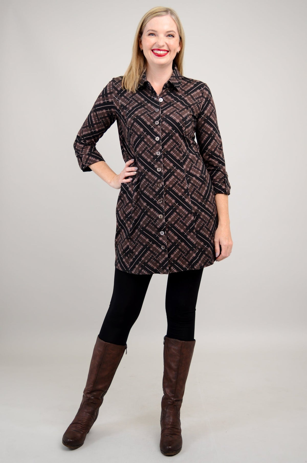 Charlie Tunic, Rich Plaid, Bamboo - Final Sale