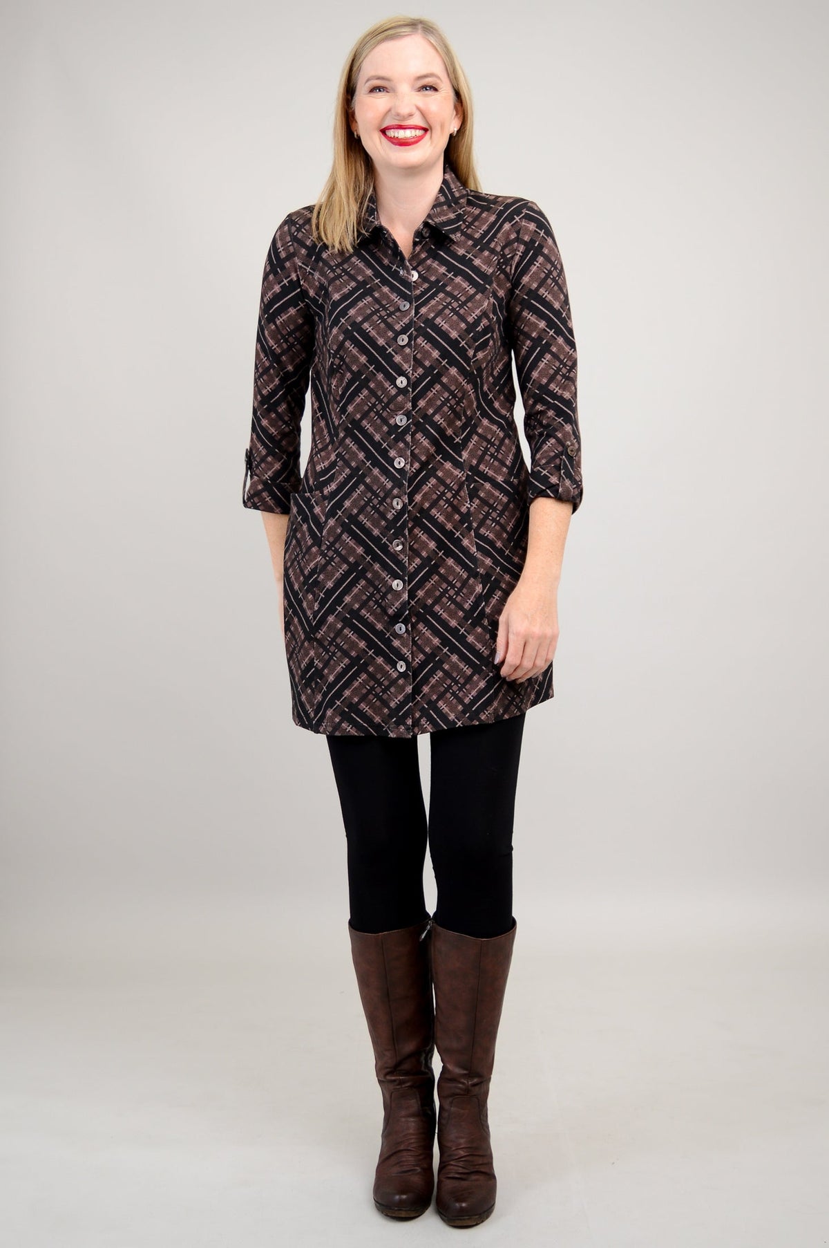 Charlie Tunic, Rich Plaid, Bamboo - Final Sale
